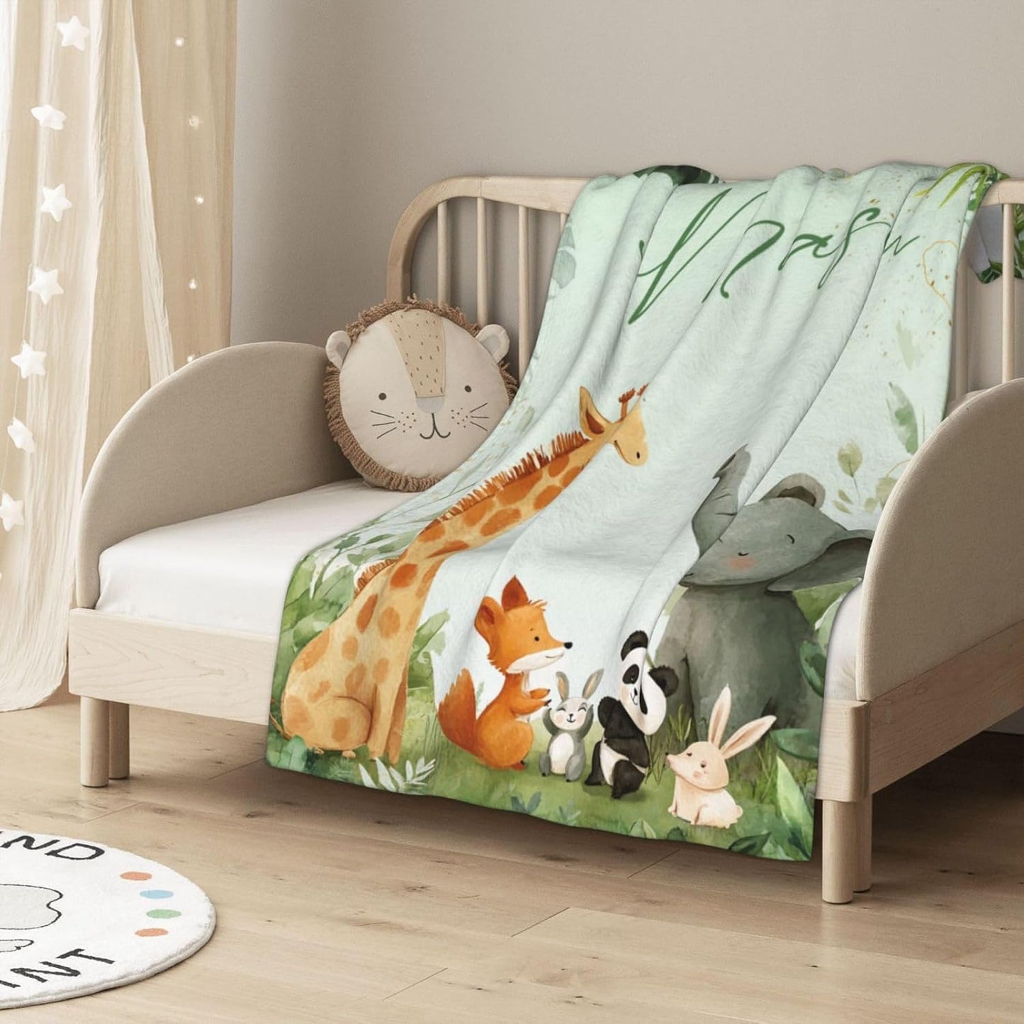 Personalized Baby Blankets for Girls | Custom Baby Blanket with Name for Kids | Woodland Animals-c