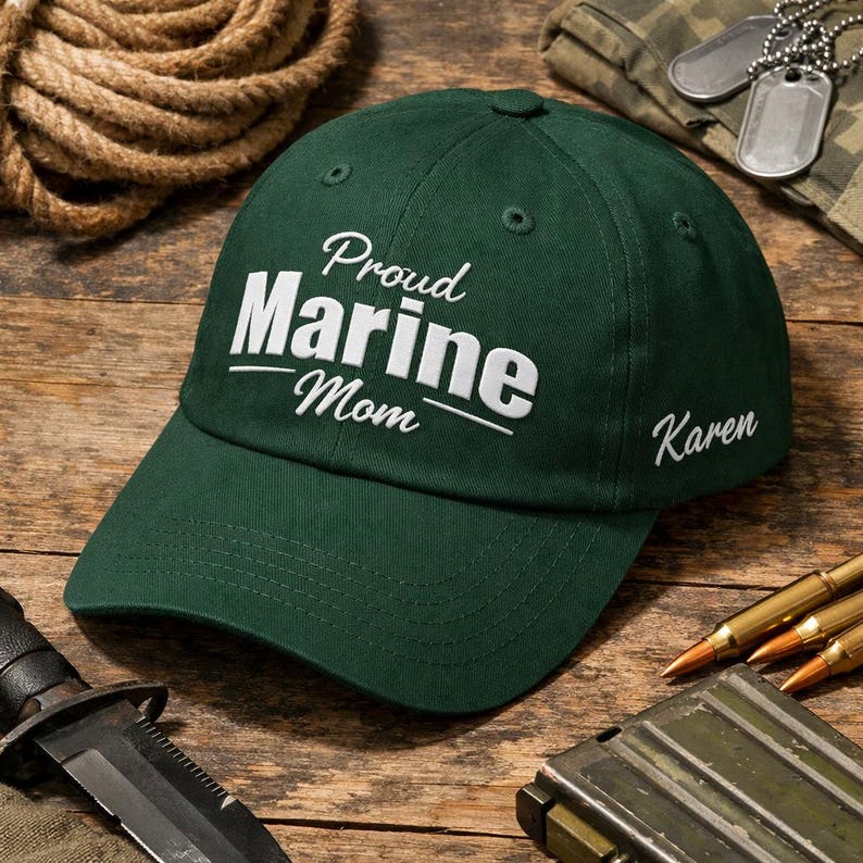 Custom Military Mom Embroidered Hat Personalized Name Gift Proud Service Mom