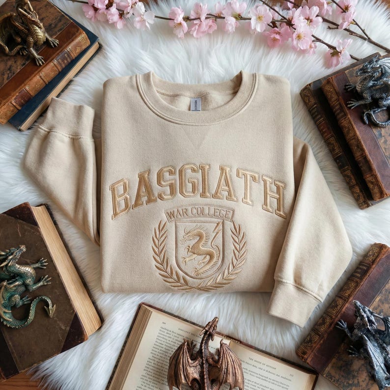 EMBROIDERED Basgiath War College Sweatshirt, Basgiath Fourth Wing Sweater, Dragon Rider Sweatshirt, Xaden Riorson Crewneck