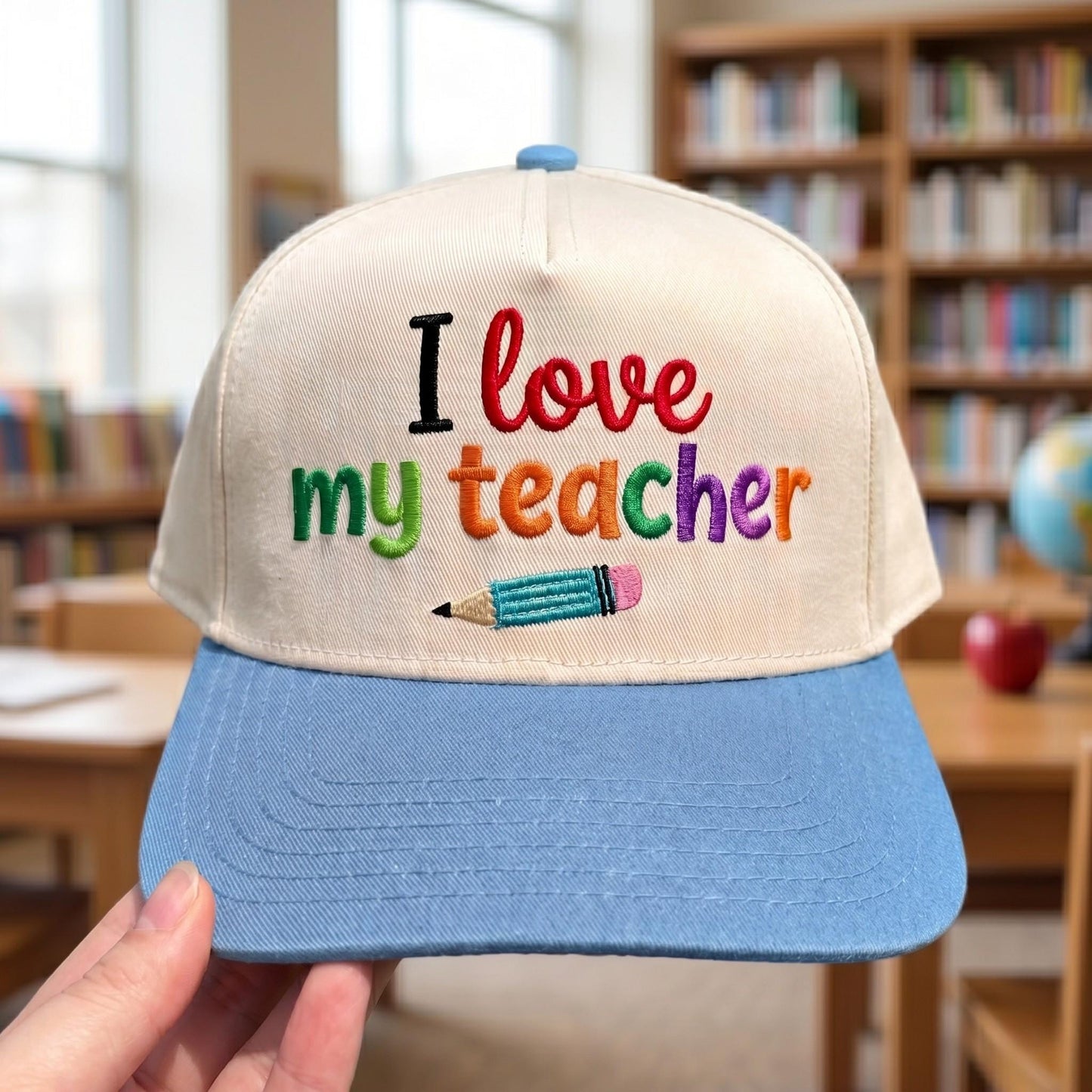 Embroidered Cap with Colorful 'I Love My Teacher' Design - Perfect Gift - Image 2