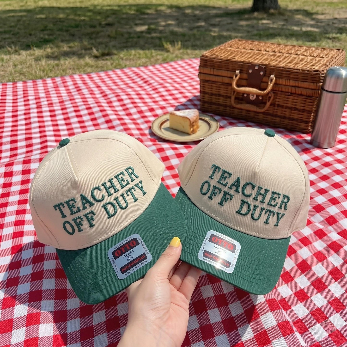 Teacher Off Duty Baseball Cap with Blue Brim - Fun Summer Accessory - Image 3