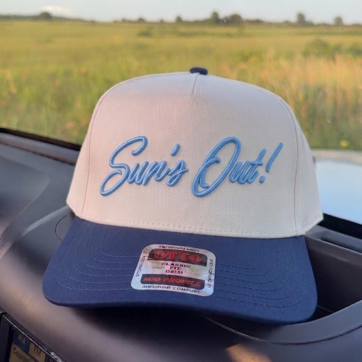 Stylish 'Sun's Out!' Embroidered Snapback Cap with Classic Fit - Image 3