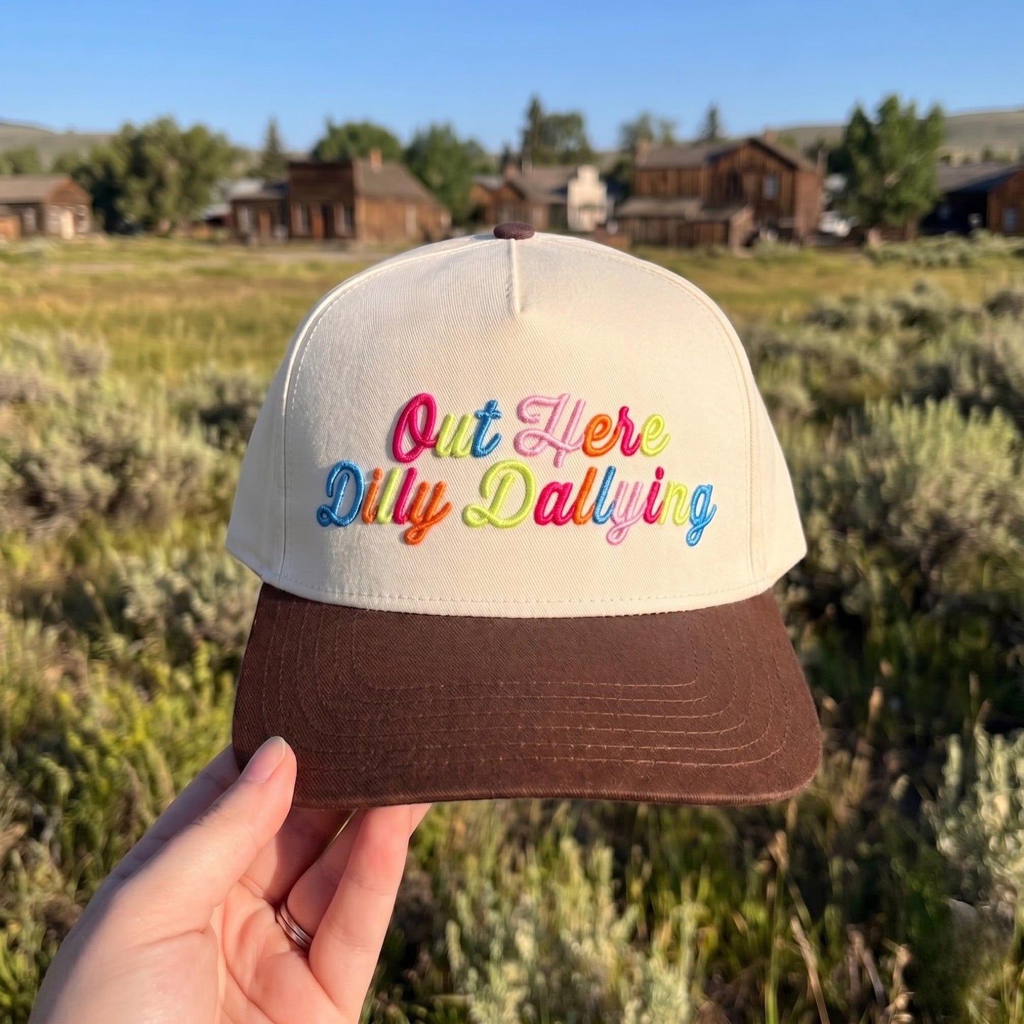 Colorful Embroidered Baseball Cap - 'Out Here Dilly Dallying' Design - Image 3