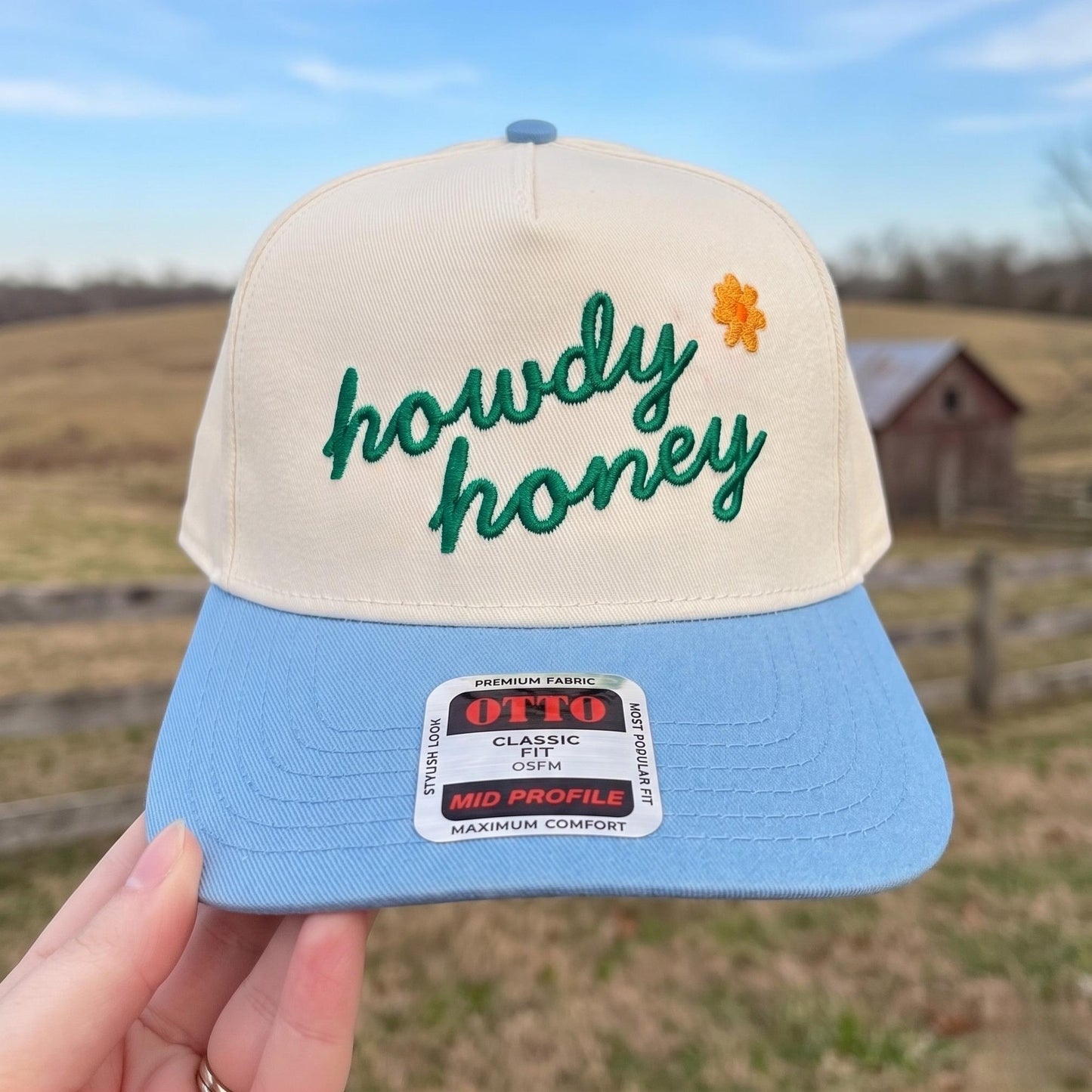 Howdy Honey Embroidered Trucker Hat with Brown and Cream Design - Casual Chic - Image 3