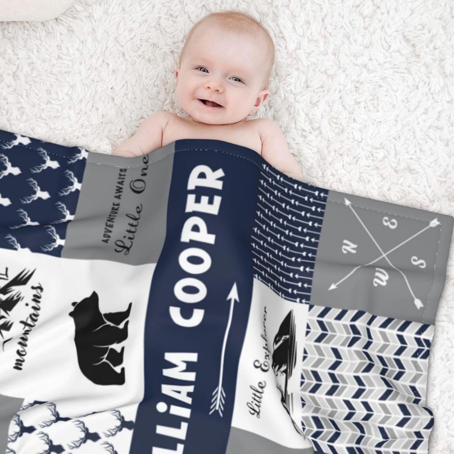 Personalized Baby Blankets for Girls | Custom Baby Blanket with Name for Kids | Woodland Animals-a