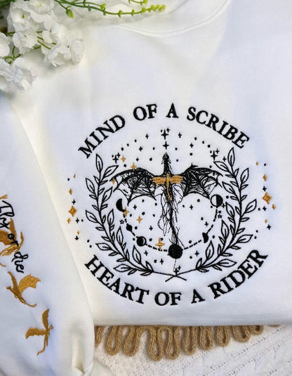 Embroidered Dragon Sweatshirt: Fourth Wing Inspired Crewneck or Hoodie For Book Lovers Gift