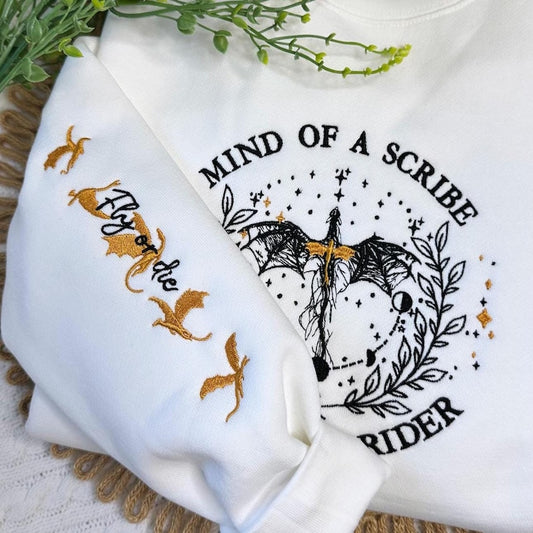 Embroidered Dragon Sweatshirt: Fourth Wing Inspired Crewneck or Hoodie For Book Lovers Gift