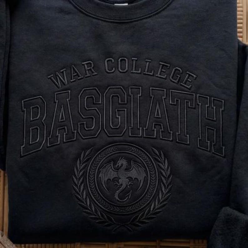 Embroidered Tone on Tone Basgiath War Collage Sweatshirt, Fourth Wing Sweatshirt, Violet Sorrengail, Xaden Riorson, Fantasy Book Dragon