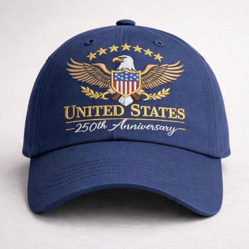 Custom embroidered United States 250th Anniversary Hat Patriotic Eagle Cap America 1776 Celebration