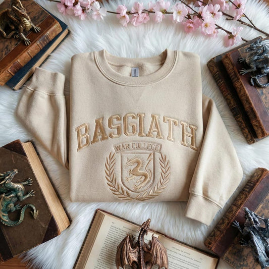 EMBROIDERED Basgiath War College Sweatshirt, Basgiath Fourth Wing Sweater, Dragon Rider Sweatshirt, Xaden Riorson Crewneck