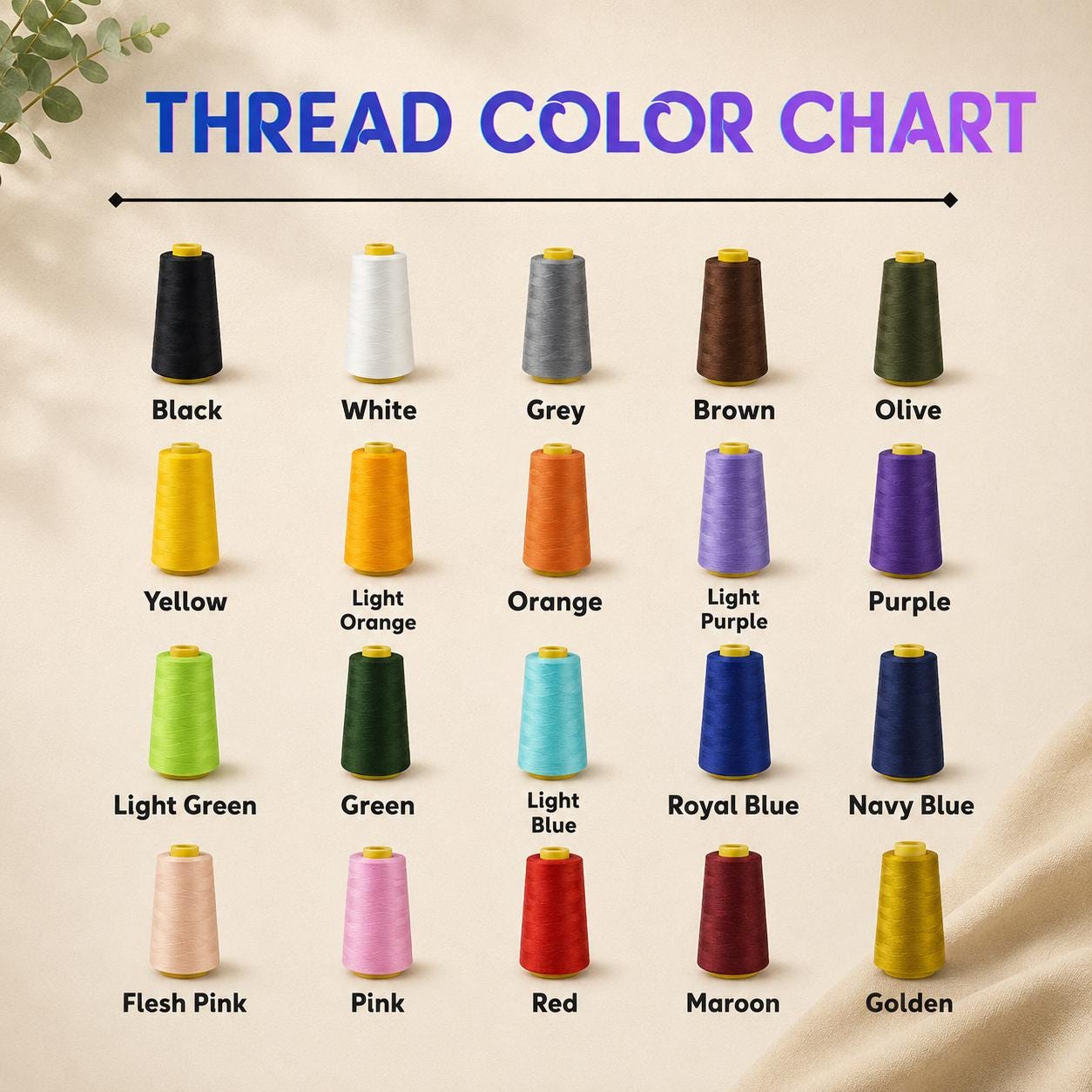 Embroidery thread color chart for pumpkin skeleton hat customization
