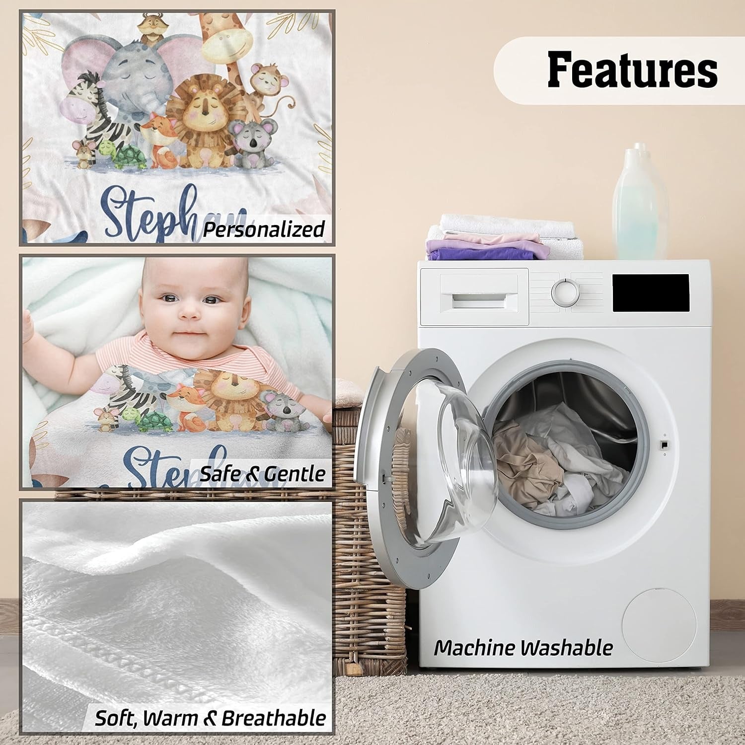 Features of custom baby boy blanket – breathable, safe, easy to clean