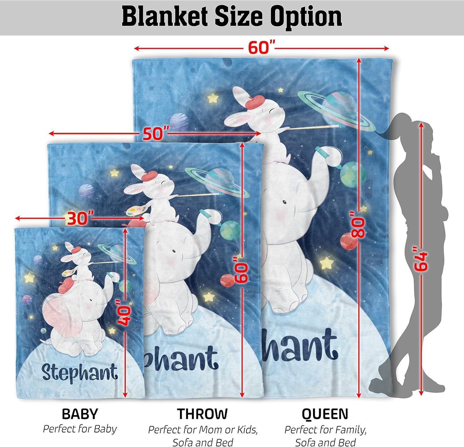 Multi-use personalized baby blanket – swaddle, stroller, nursing cover
