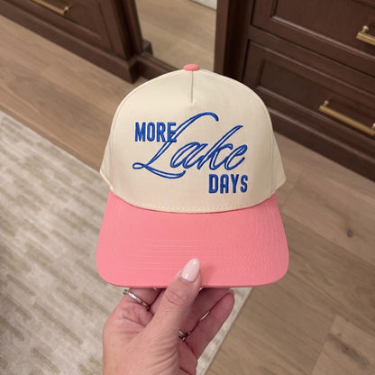 Embroidered Lake Days Cap with Two-Tone Design - Beige & Blue - Image 2