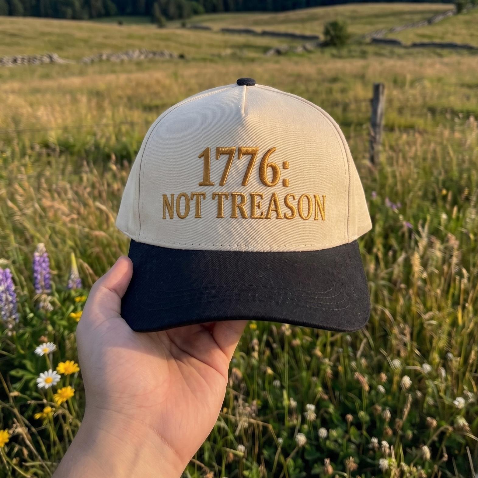 Vintage Style Trucker Hat with Embroidered '1776: Not Treason' Message - Image 2