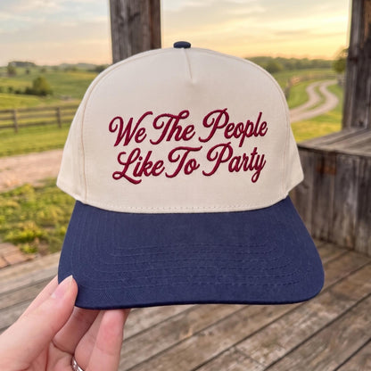 Embroidered Party Theme Baseball Cap - 'We The People Like To Party' Design - Image 2
