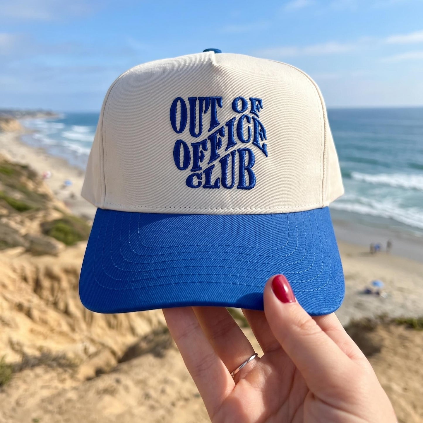 Out of Office Club Embroidered Cap - Trendy Two-Tone Design - Image 2