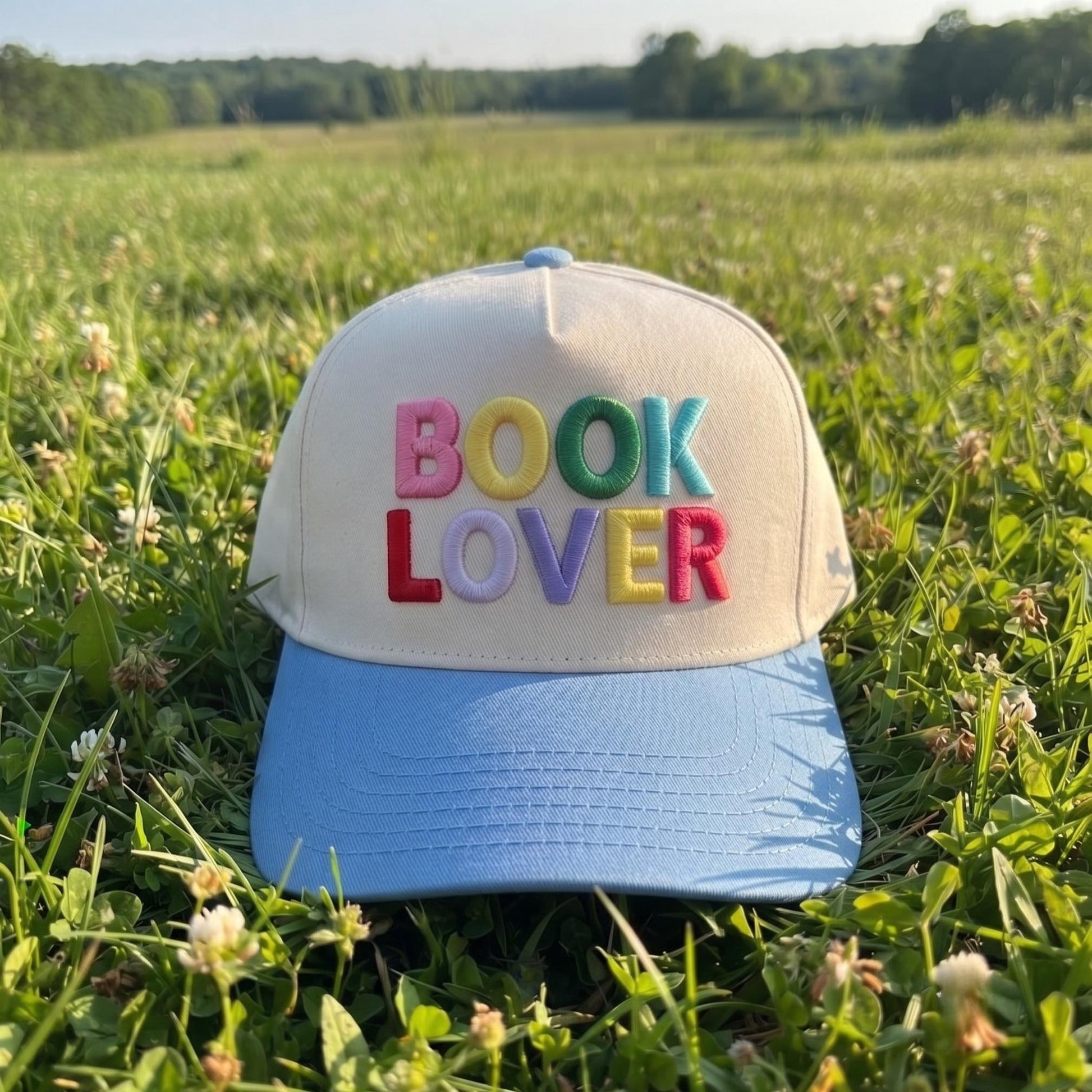 Colorful Embroidered 'Book Lover' Baseball Cap with Adjustable Strap - Image 2