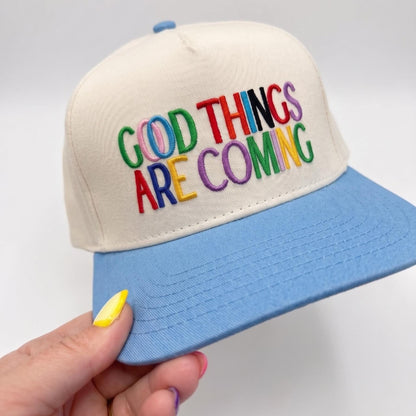 Embroidered Motivational Baseball Cap - 'Good Things Are Coming' Design - Image 2