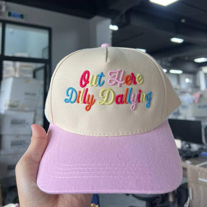 Colorful Embroidered Baseball Cap - 'Out Here Dilly Dallying' Design - Image 2