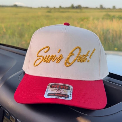 Stylish 'Sun's Out!' Embroidered Snapback Cap with Classic Fit - Image 2