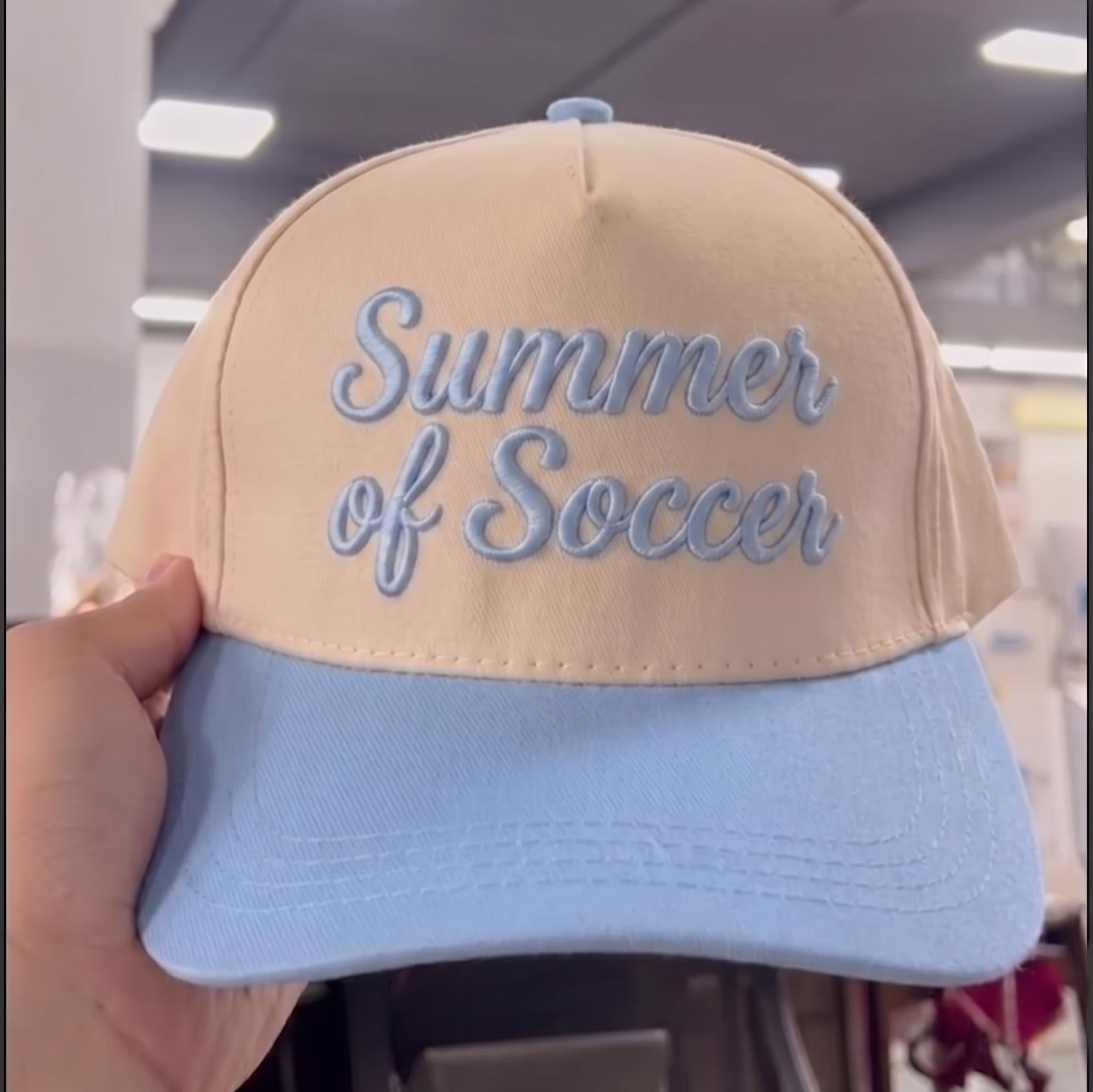 Stylish Summer of Soccer Baseball Cap with Light Blue Brim - Image 2