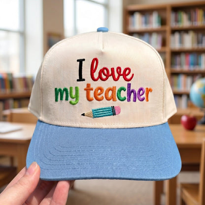 Embroidered Cap with Colorful 'I Love My Teacher' Design - Perfect Gift - Image 2