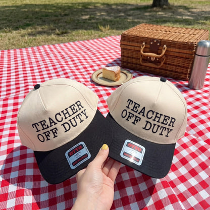 Teacher Off Duty Baseball Cap with Blue Brim - Fun Summer Accessory - Image 2