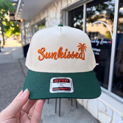 Custom Two-Tone 'Sunkissed' Cap with Palm Tree Logo - Tan and Red - Image 2