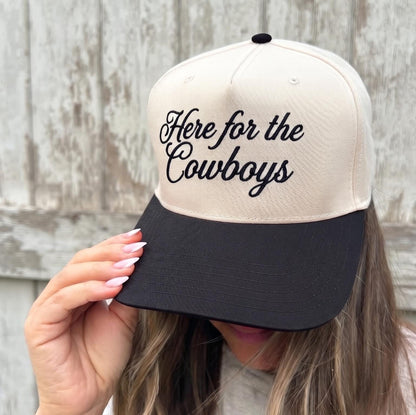 Trendy 'Here for the Cowboys' Embroidered Cap - Two-Tone Style - Image 2