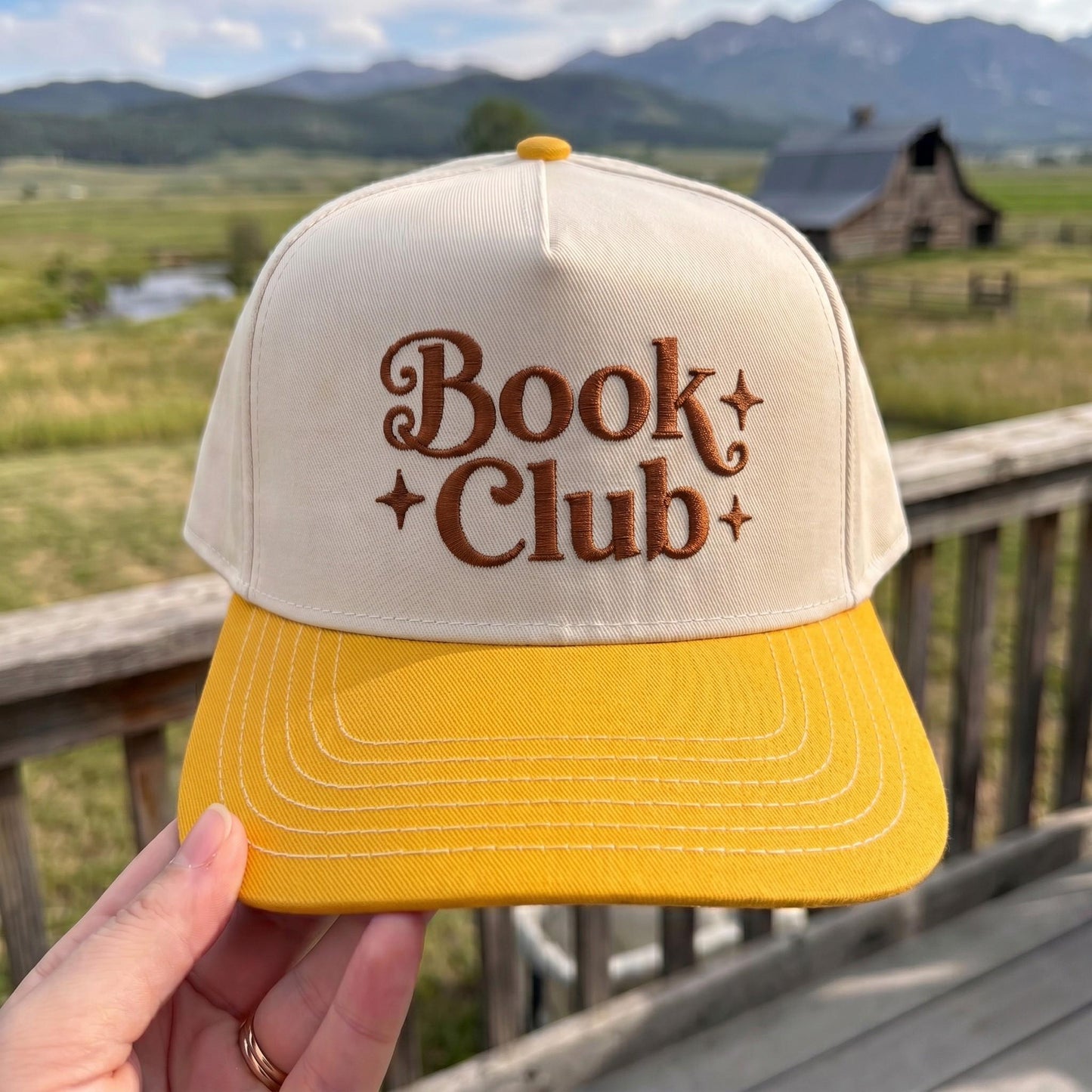 Stylish 'Book Club' Embroidered Cap with Green Accents - Unisex Trucker Hat - Image 2