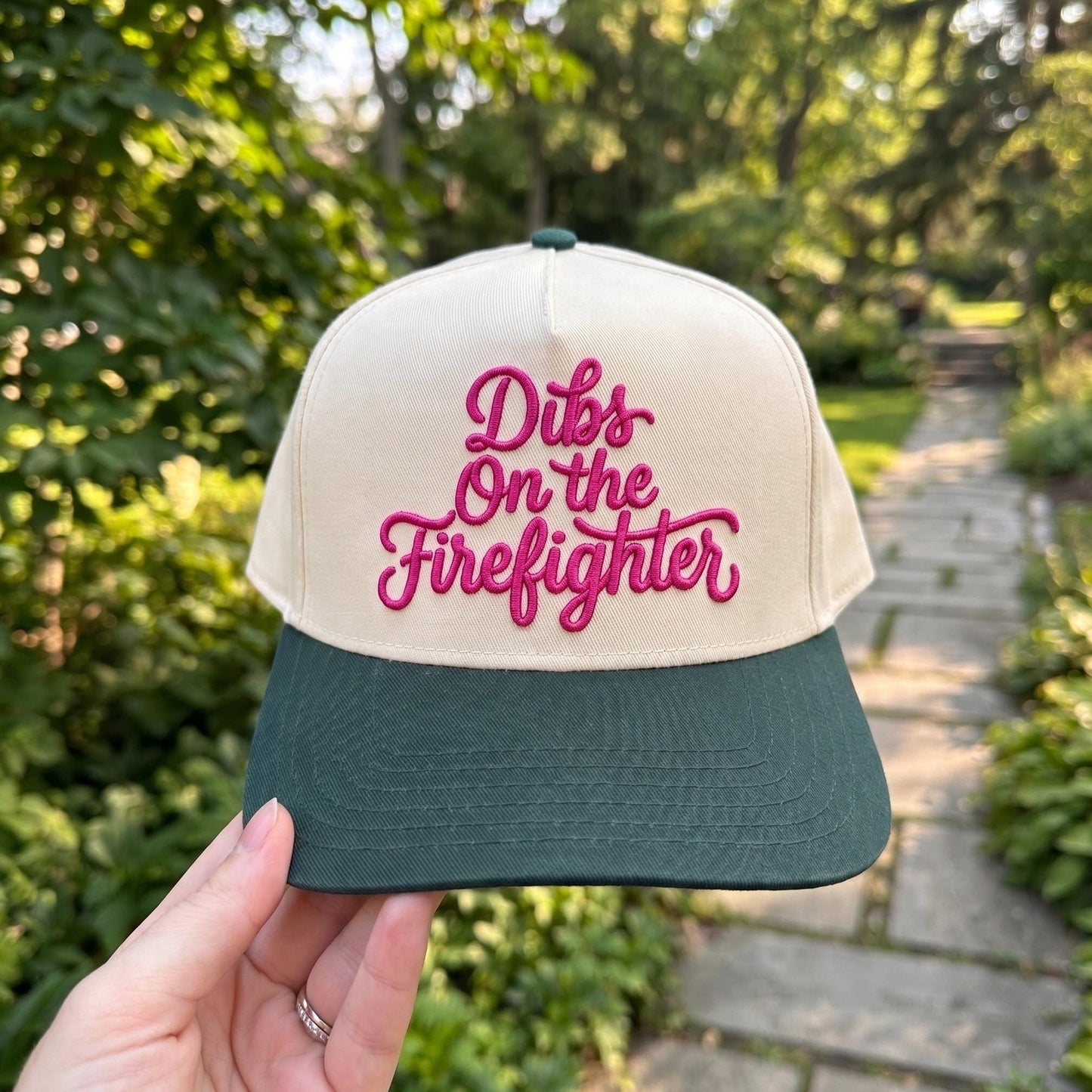 Novelty Baseball Cap with 'Dibs On the Firefighter' Embroidery - Poolside Style - Image 2