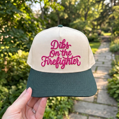 Novelty Baseball Cap with 'Dibs On the Firefighter' Embroidery - Poolside Style - Image 2