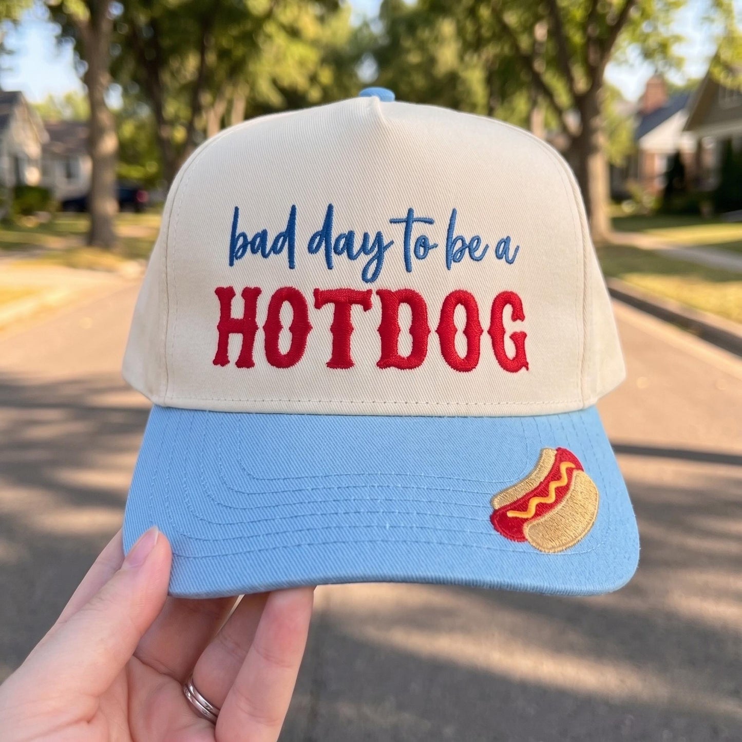 Funny Baseball Cap - Bad Day to be a Hotdog Design - Cotton Blend - Image 2