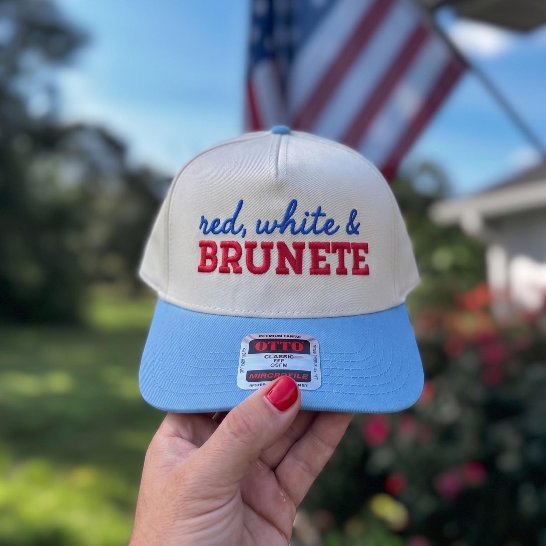 Patriotic Trucker Hat - Red, White & Brunette Style - Image 2