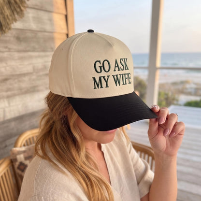 Embroidered Baseball Cap with 'Go Ask My Wife' - Humor & Style - Image 2