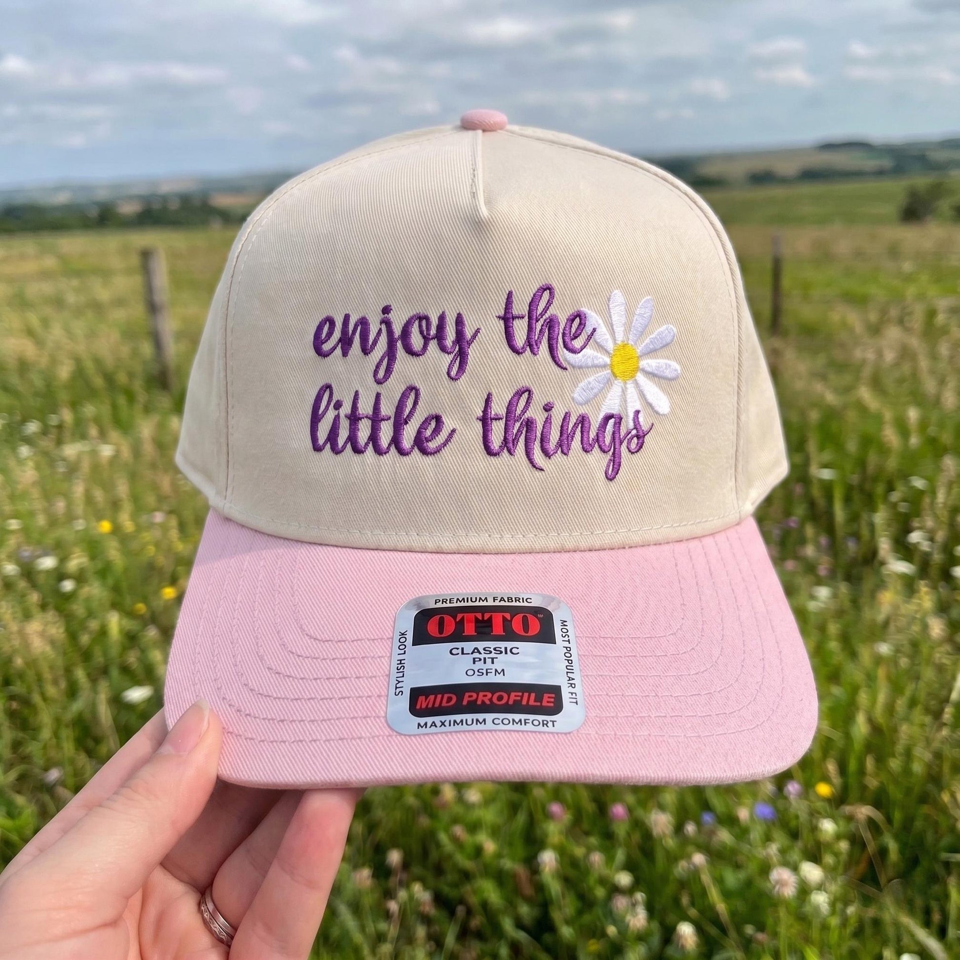 Inspirational Embroidered Cap with Daisy Design - Mid Profile Comfort - Image 2