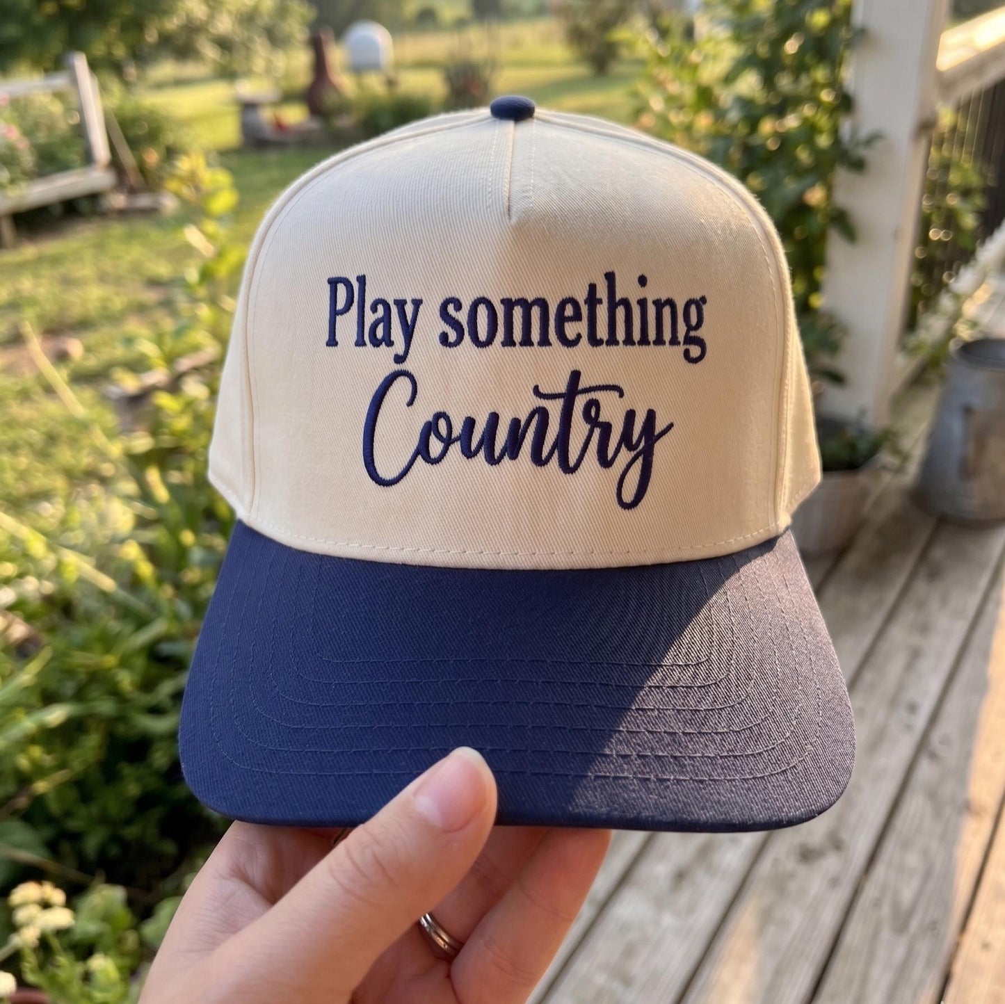 Country Music Themed Trucker Hat with 'Play Something Country' Design - Classic Style - Image 2