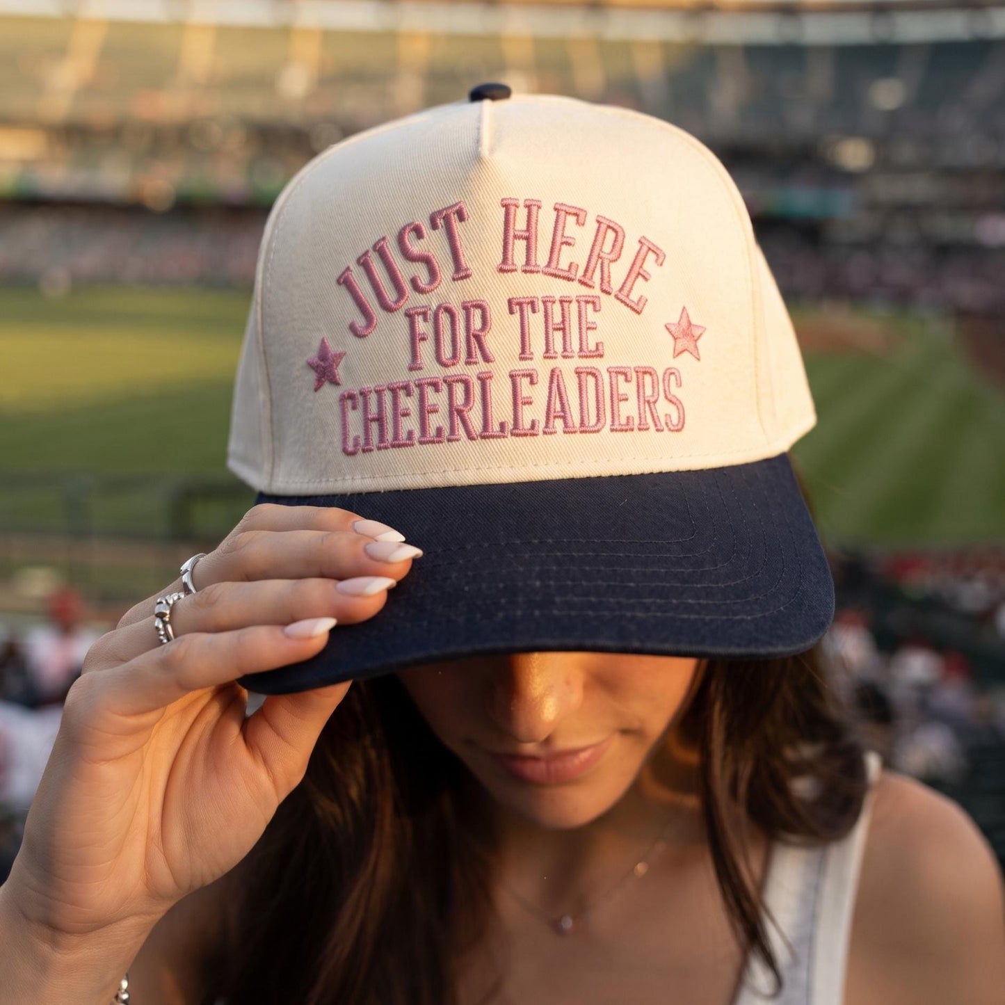 Funny Baseball Cap with 'Just Here for the Cheerleaders' Embroidery - Unisex Design - Image 2