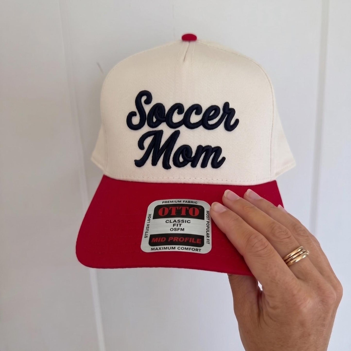 Embroidered 'Soccer Mom' Hat with Black Brim - Stylish Trucker Cap - Image 2