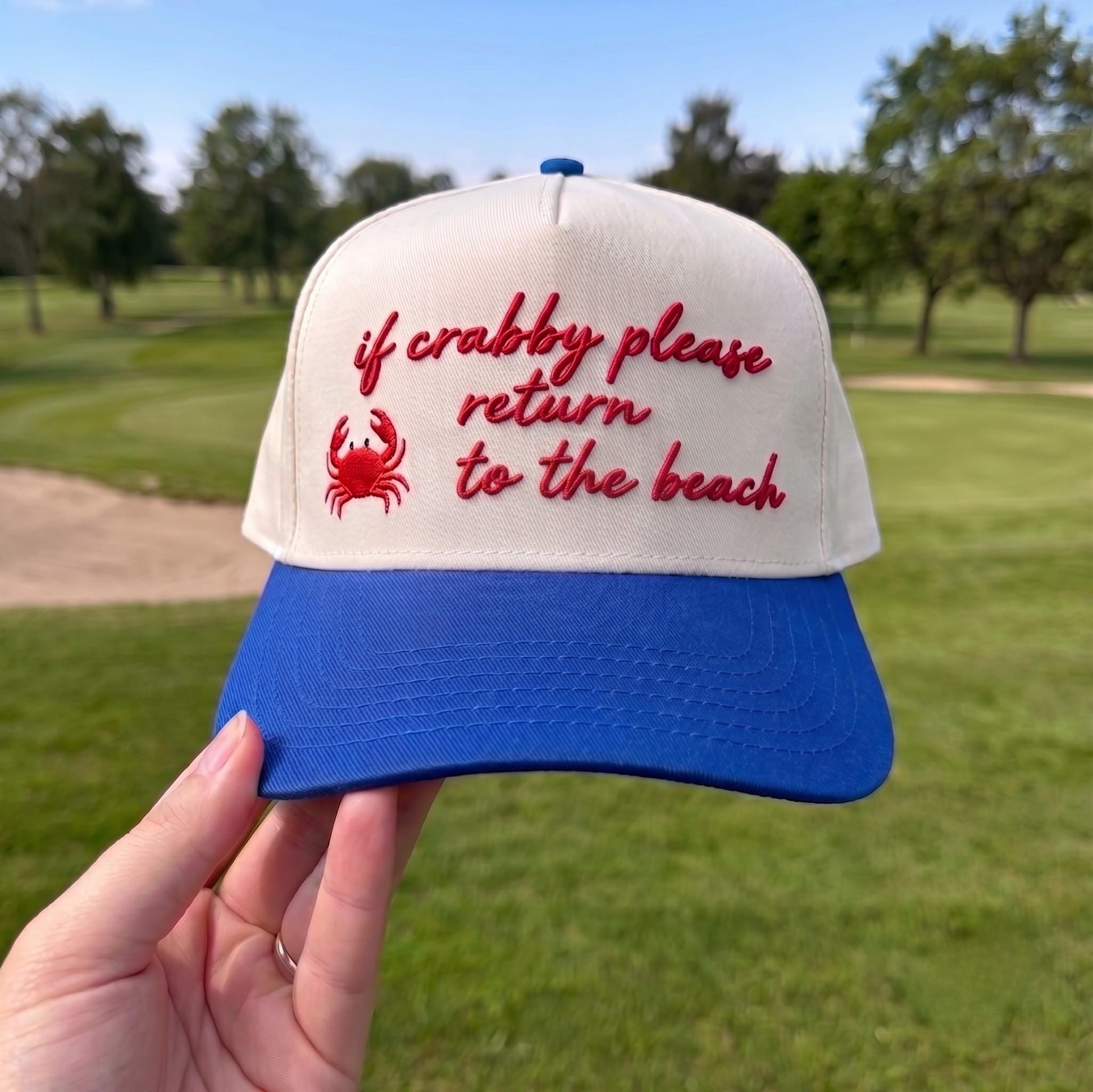 Funny Baseball Cap with Crab Embroidery - Beach Theme Hat - Image 2