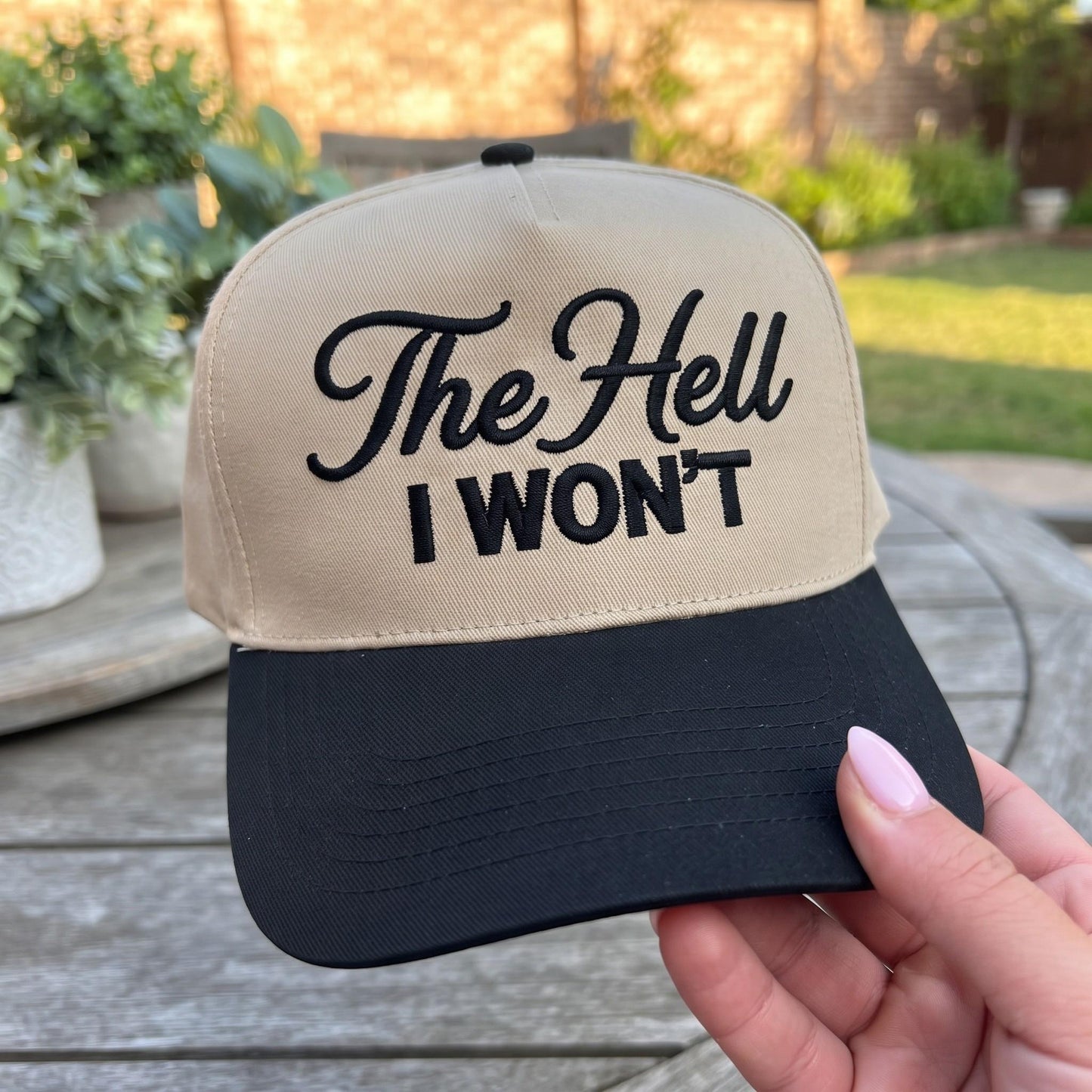 Bold Embroidered Cap with Empowering Statement - Beige & Black - Image 2