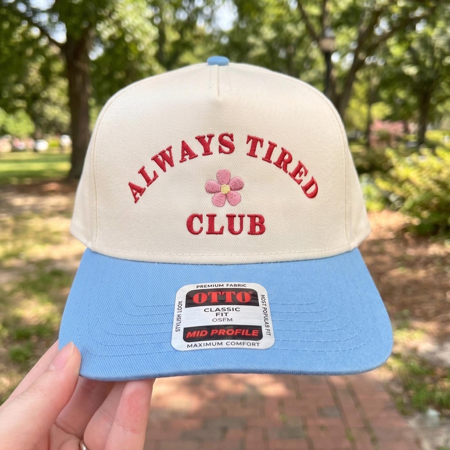 Embroidered 'Always Tired Club' Snapback Cap - Stylish and Comfy Hat - Image 2