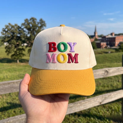 Colorful 'Boy Mom' Baseball Cap - Embroidered Cotton Hat - Image 2