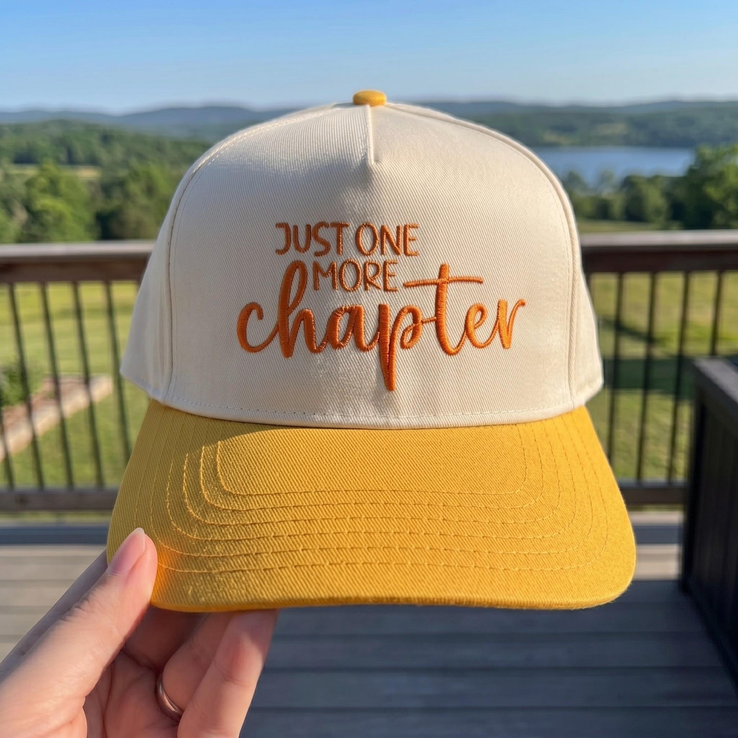 Stylish 'Just One More Chapter' Book Lover Trucker Hat - Embroidered Snapback - Image 2