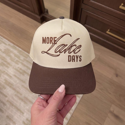 Embroidered Lake Days Cap with Two-Tone Design - Beige & Blue - Image 3