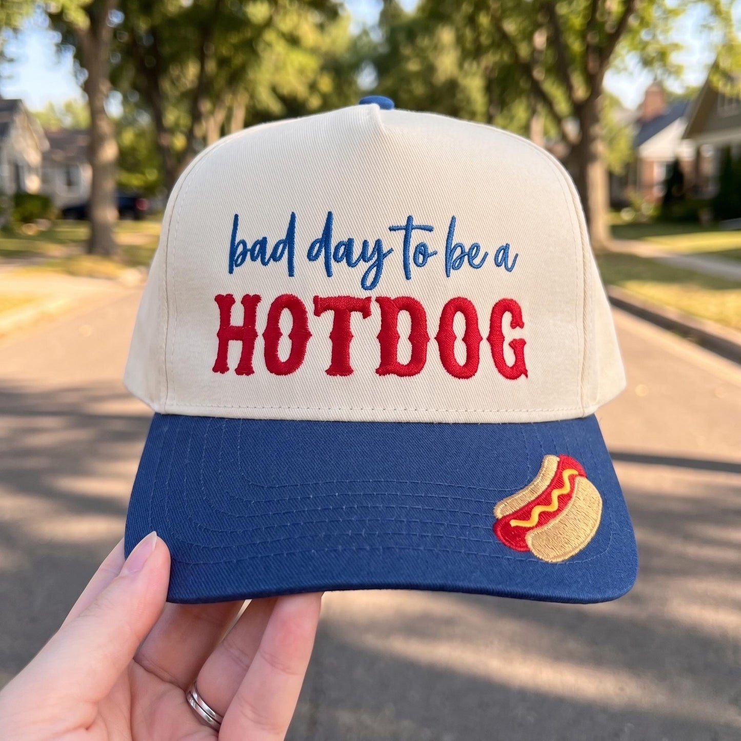 Funny Baseball Cap - Bad Day to be a Hotdog Design - Cotton Blend - Image 3