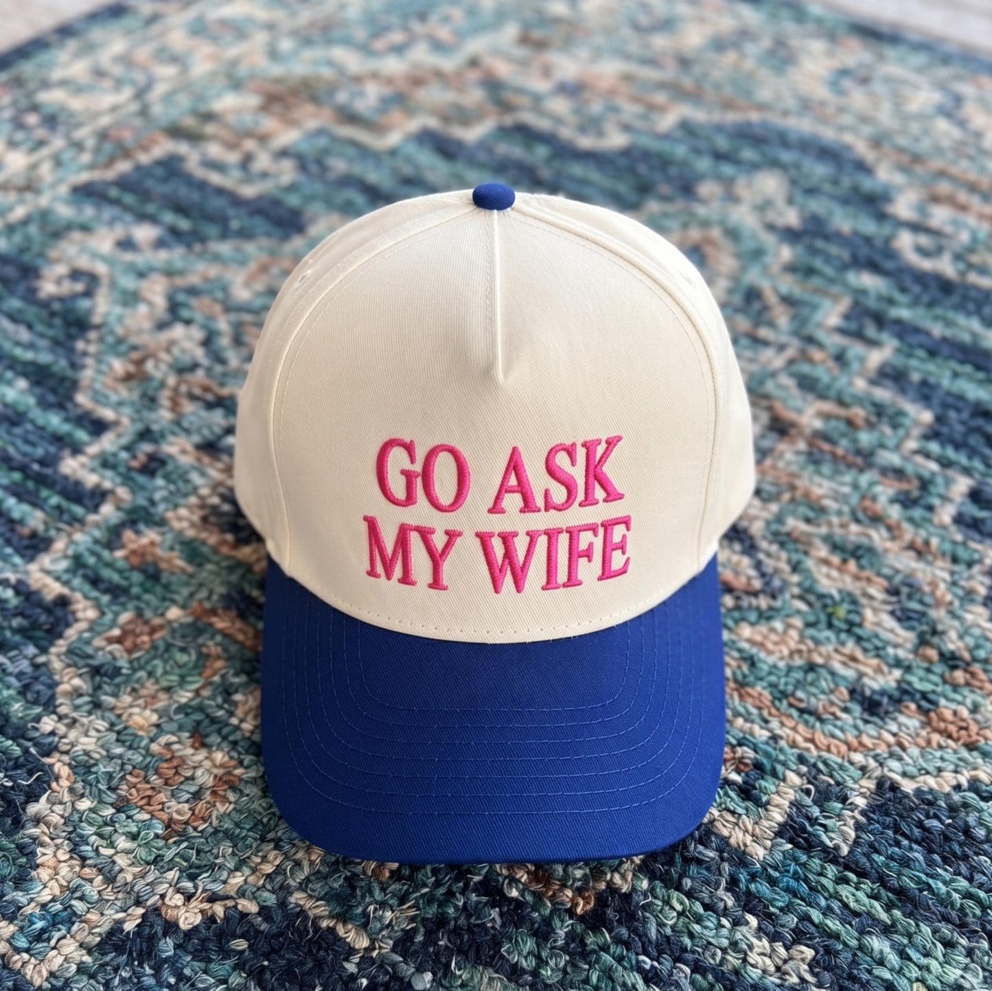 Embroidered Baseball Cap with 'Go Ask My Wife' - Humor & Style - Image 3