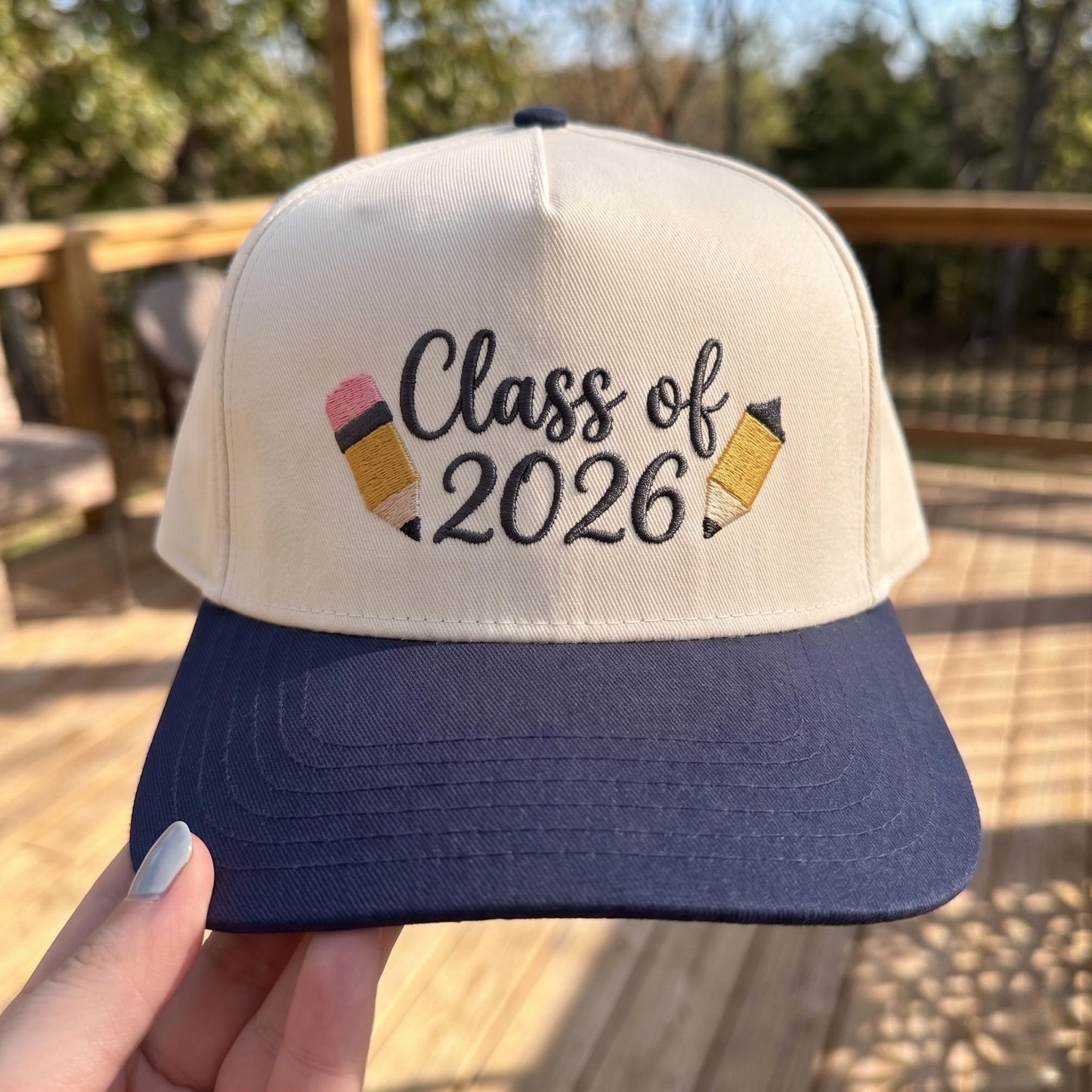 Class of 2026 Graduation Cap with Pink Brim - Commemorative Gift Idea - Image 3