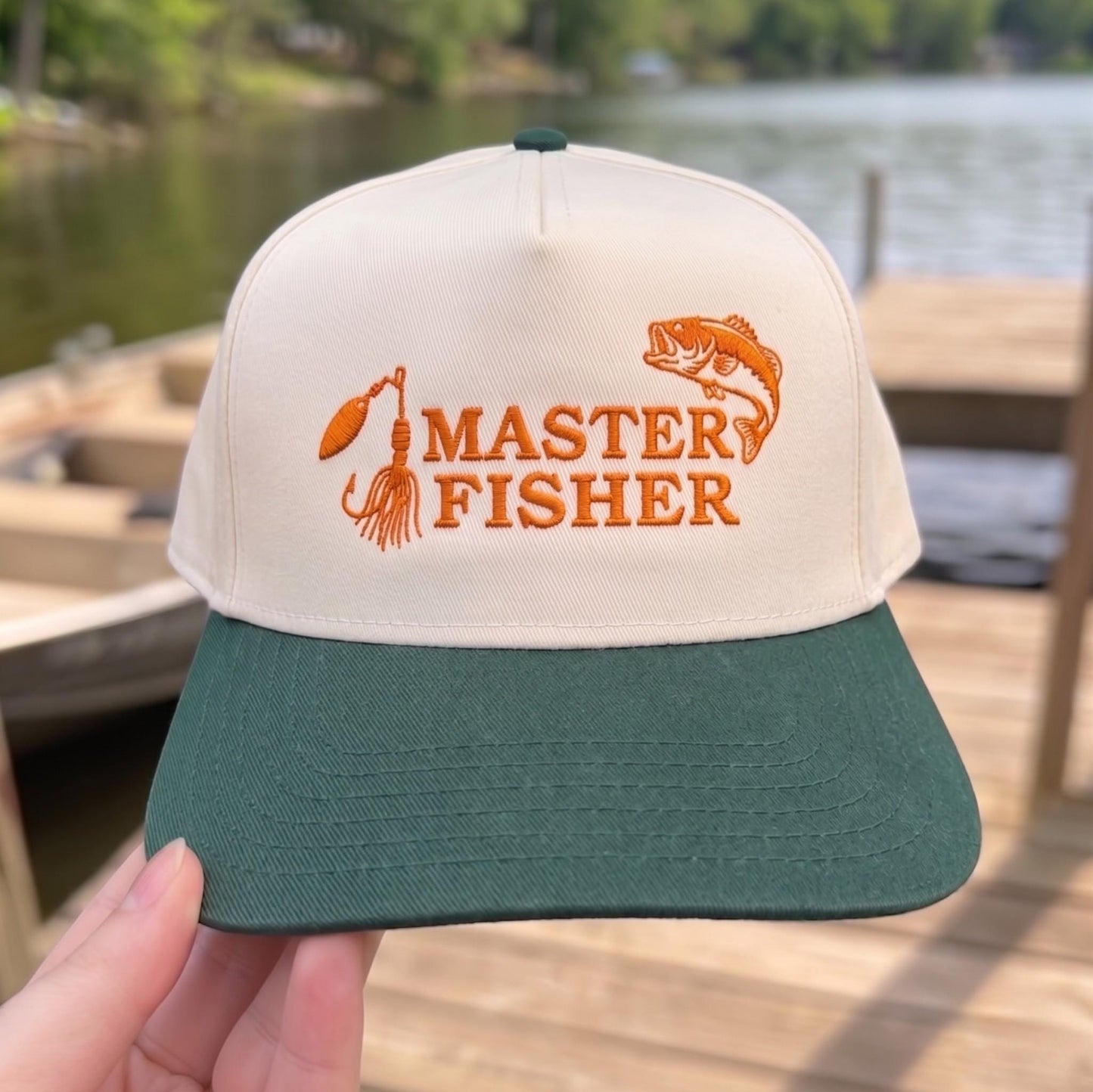 Fishing Cap with Blue Brim and Embroidered 'Master Fisher' Design - Perfect Gift for Anglers - Image 3